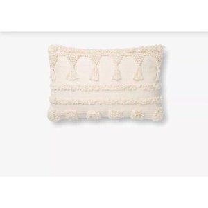 13x21 Pillow Magnolia Home Joanna JOJO Gaines Tassles Fringe Ivory HGTV NWT